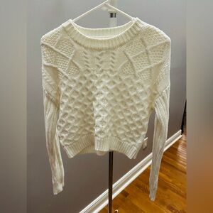 Aeropostale Winter White Textured Knit Cropped Sweater